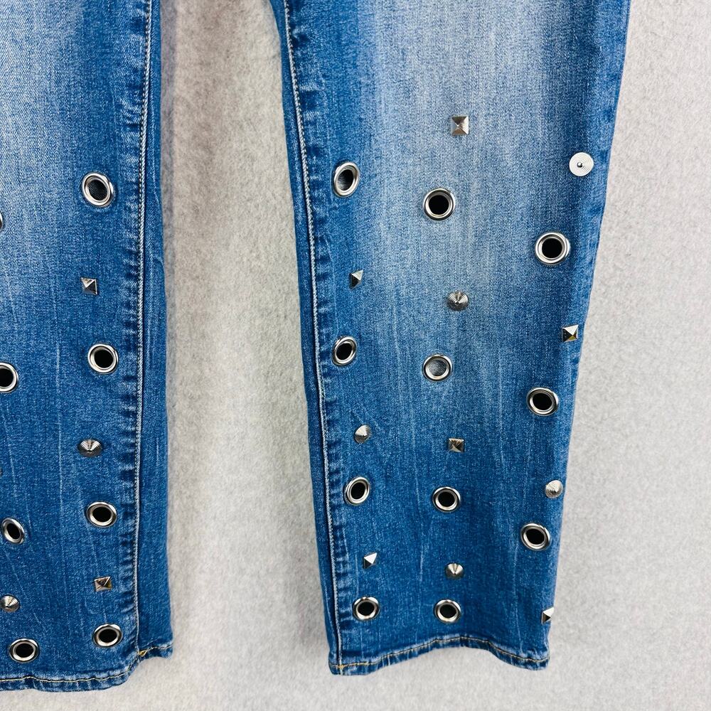 Seven7 Womans Sz 16W Jeans High Rise Straight Crop Denim Stretch Rivets Stud - Picture 4 of 10